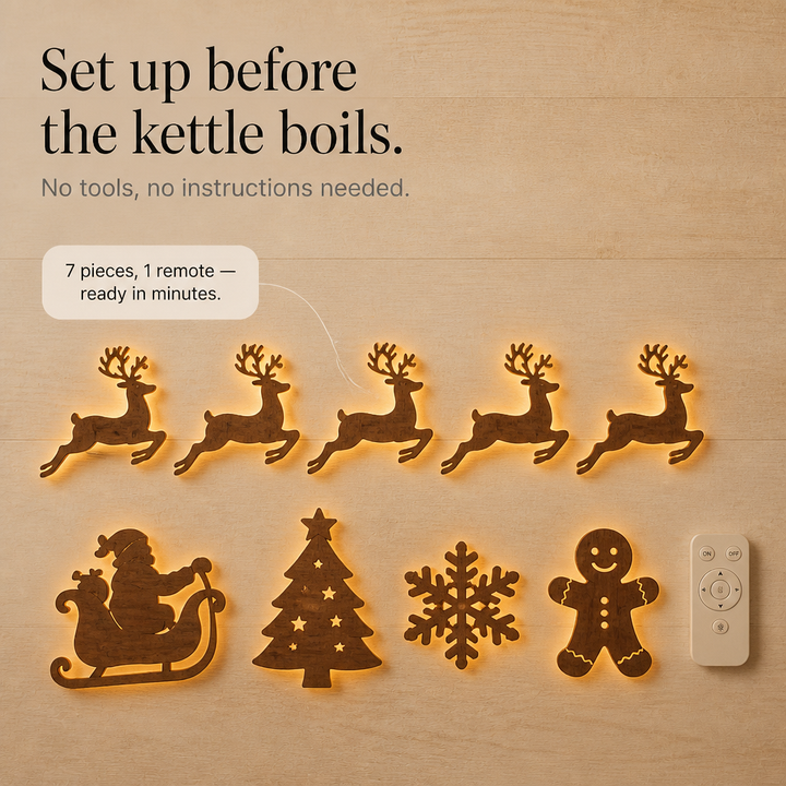 NoelGlow – Warm White LED Reindeer Wall Décor