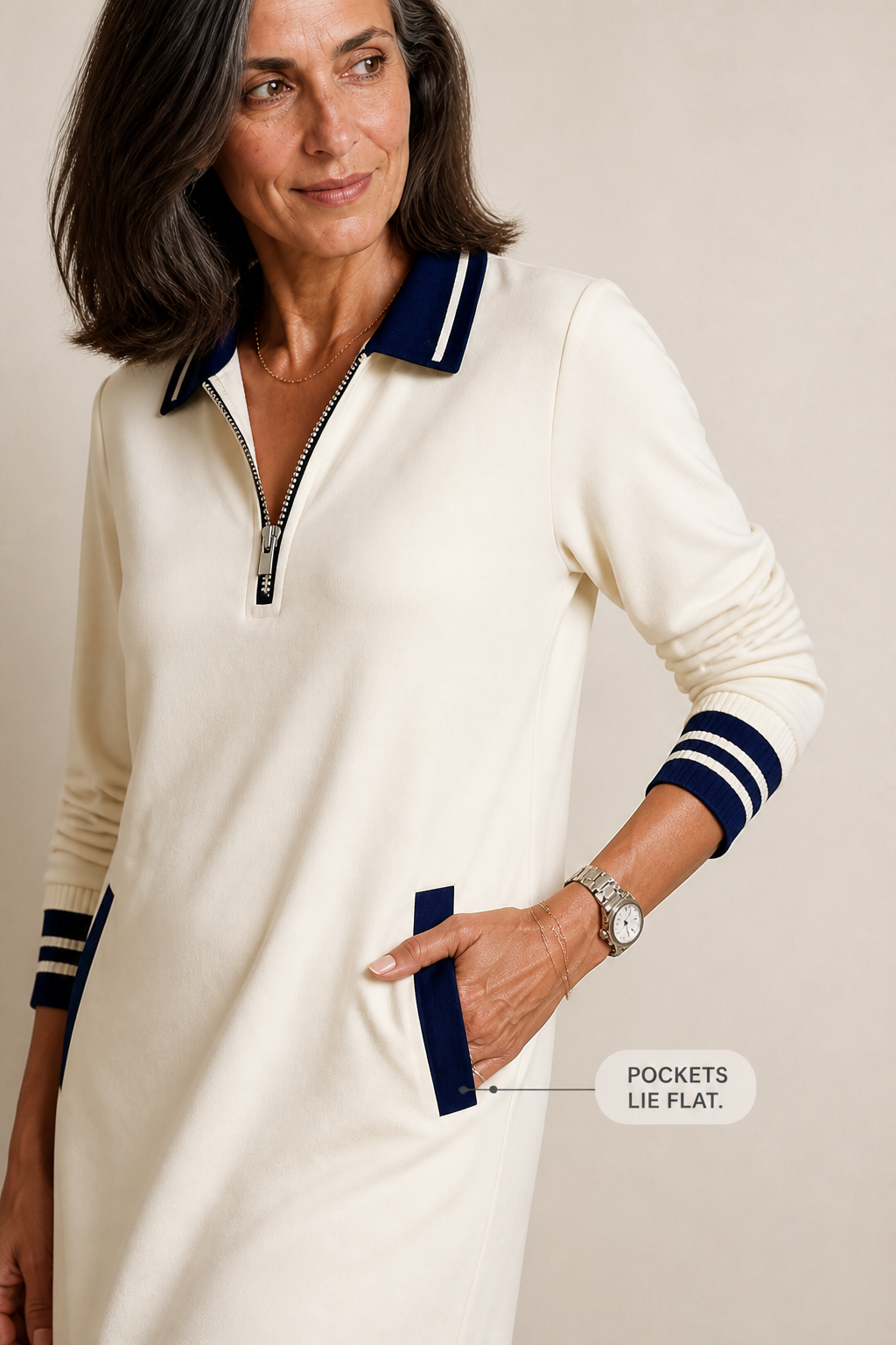 Colvera – Quarter-Zip Collared Sweatshirt Dress