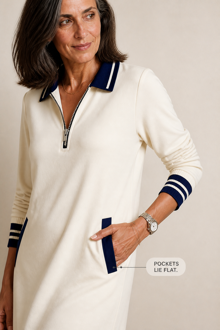 Colvera – Quarter-Zip Collared Sweatshirt Dress