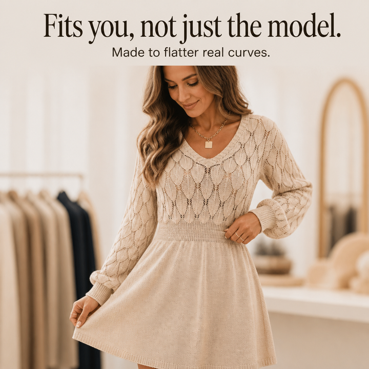 Wearlyn – Scale Knit A-Line Sweater Dress
