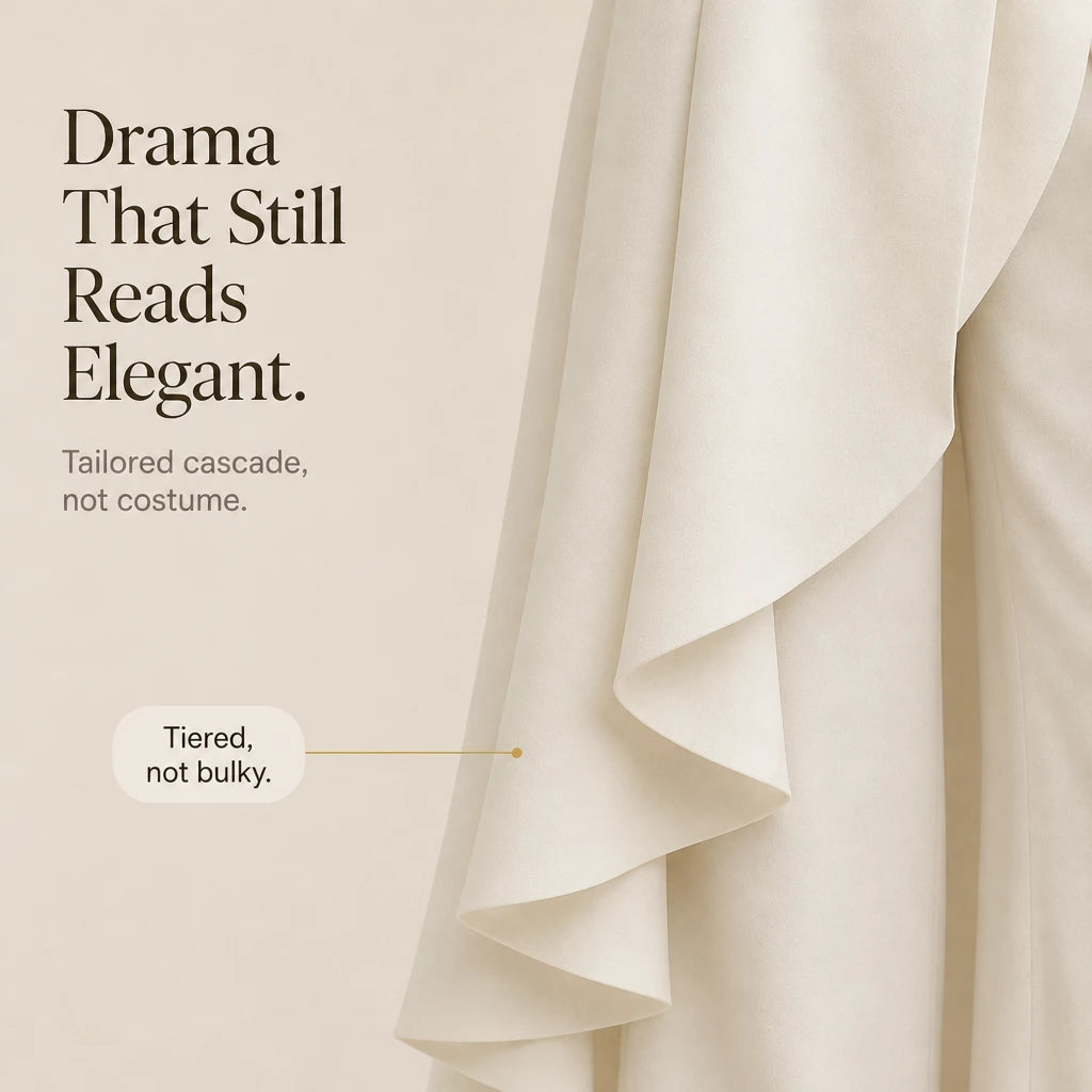Vellora – Asymmetric Ruffled Tunic And Wide-Leg Pants Set