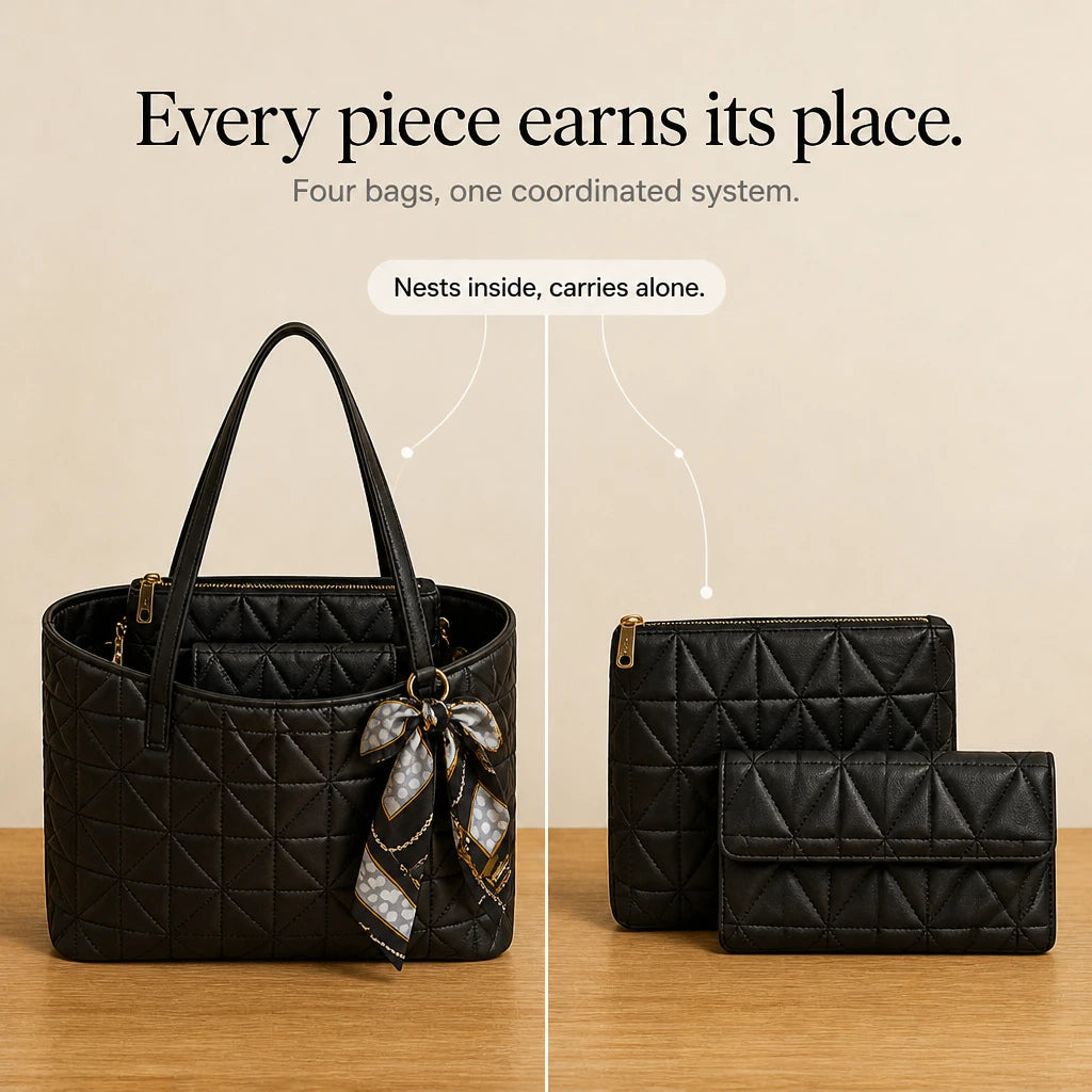 Modella – Geometric Padded Four-Piece Bag Set
