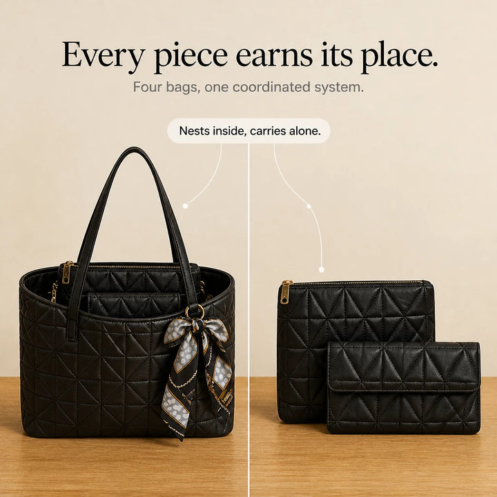 Modella – Geometric Padded Four-Piece Bag Set