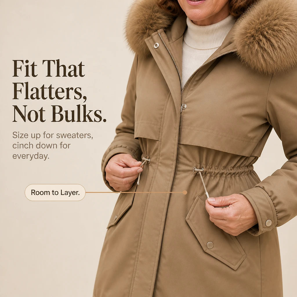 Velora – Plush-Lined Mid-Length Parka