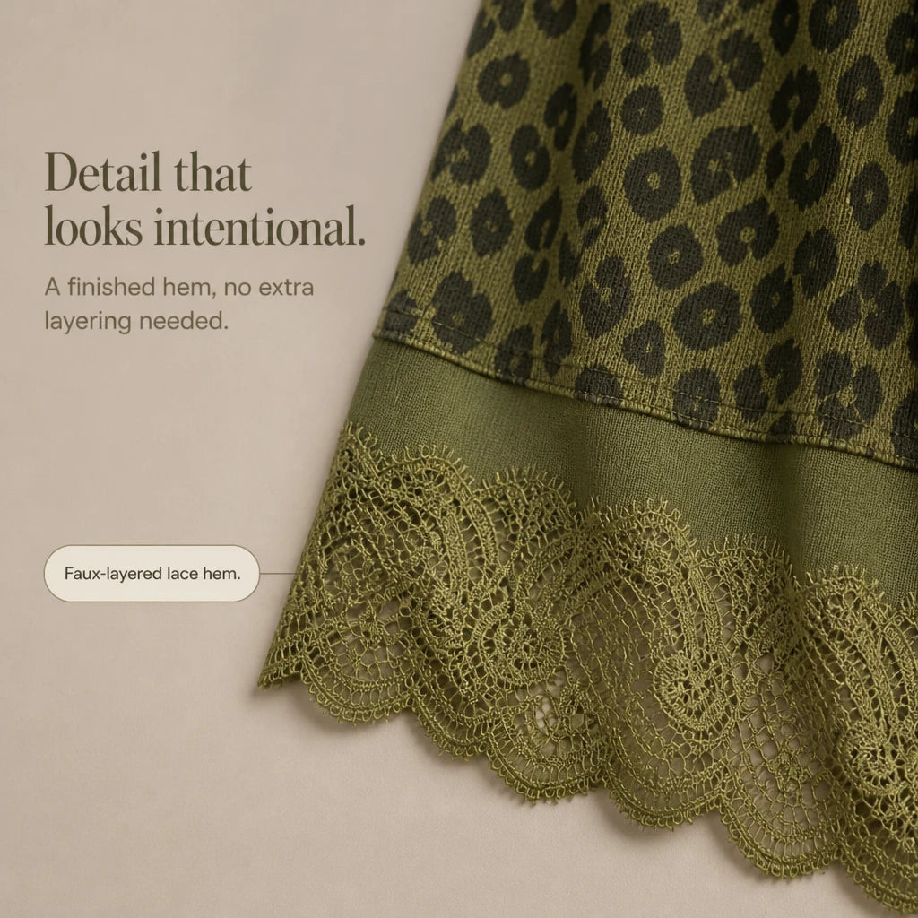 Leopard Lace Layer Top – Leopard Print Faux-Layered Pullover
