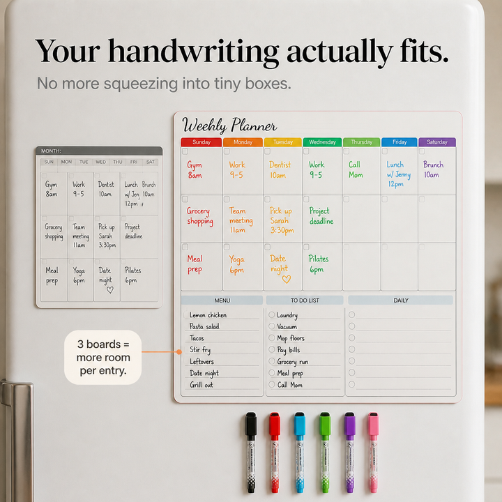 Fridgekeeper – Three-Board Magnetic Fridge Calendar Set