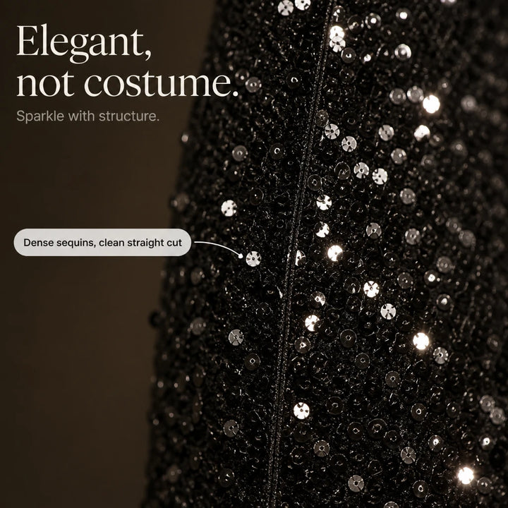 Sequinelle – Sequin Straight-Leg Trousers