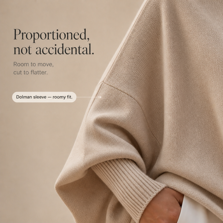 Livia – Oversized Wide-Sleeve Knit Poncho Sweater