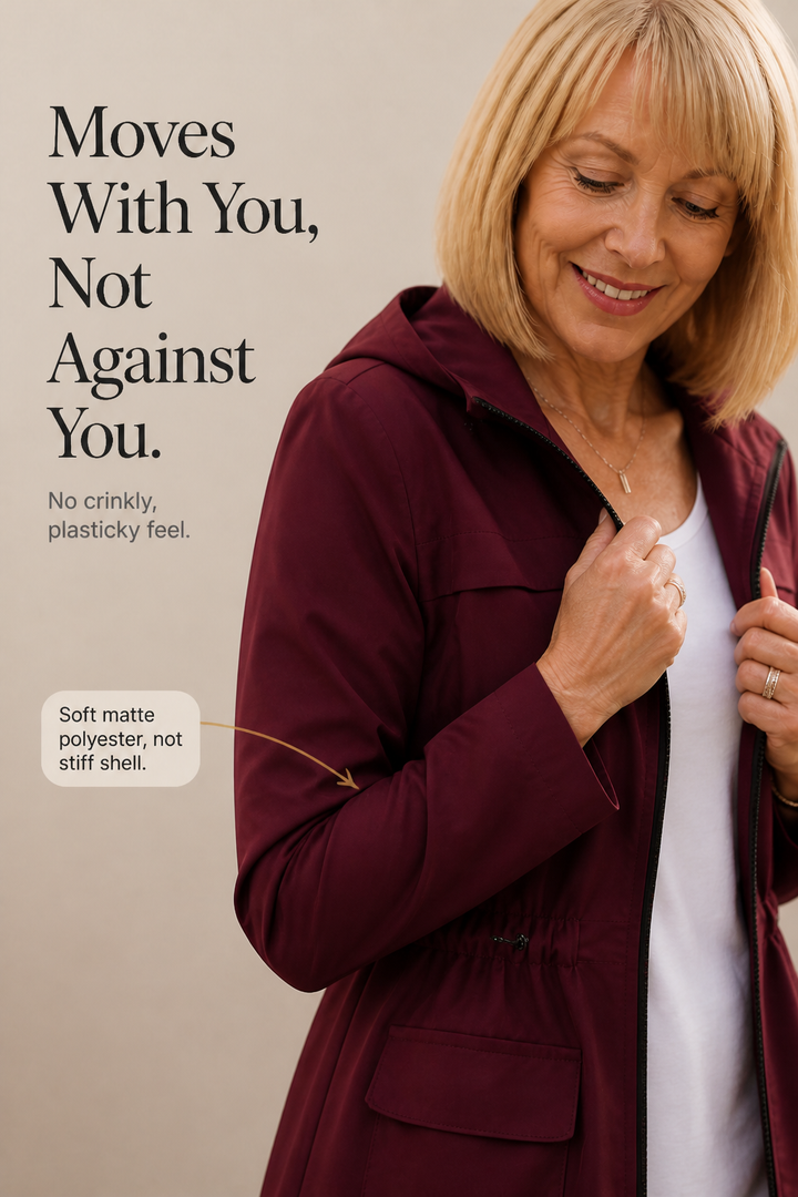 Rainette – Drawstring Waist Hooded Rain Jacket