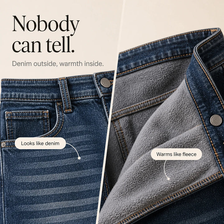 Warmelle – Fleece-Lined High-Waisted Wide-Leg Jeans