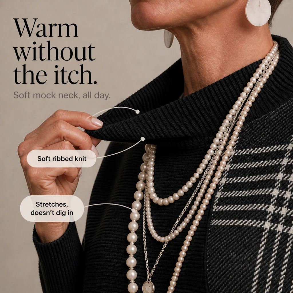 Plaidelle – Asymmetrical Plaid Panel Knit Sweater