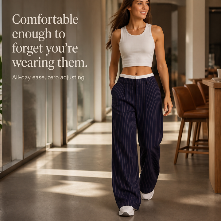 Wearbella – Pinstripe High-Waist Wide-Leg Trousers