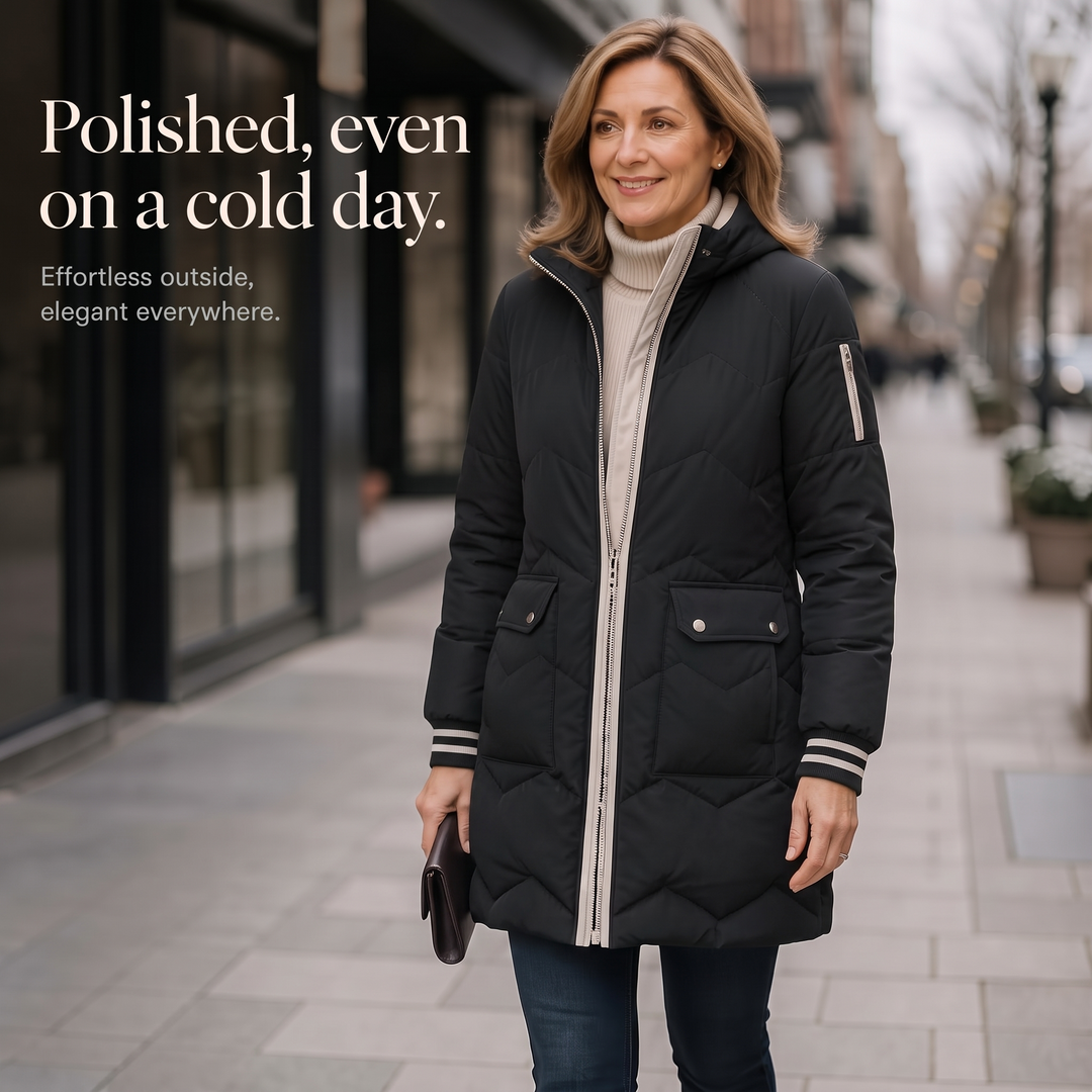 Cozyelle – Hooded Mid-Length Puffer Coat
