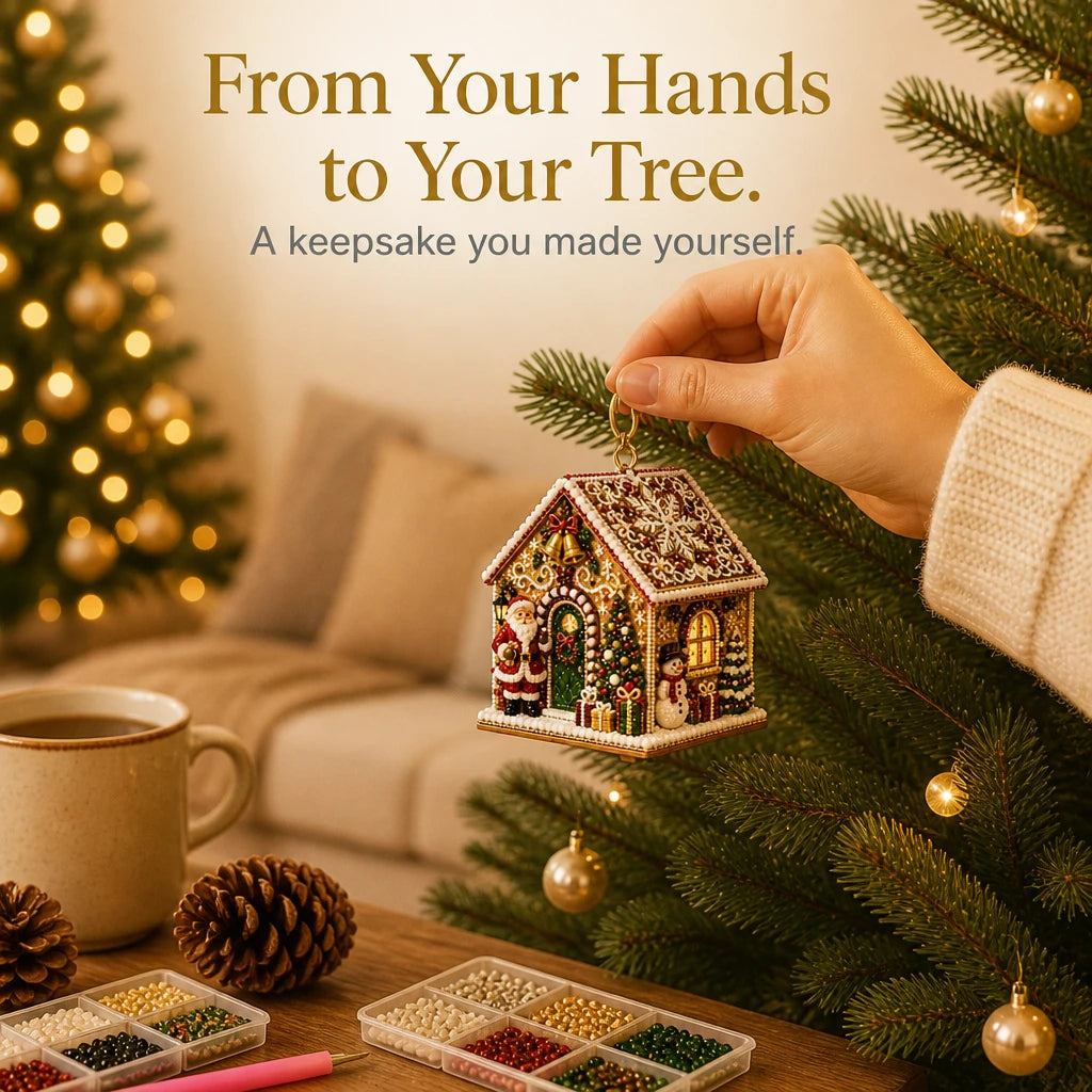 Hearthglint – 3D Wooden Diamond Painting Christmas House Kit