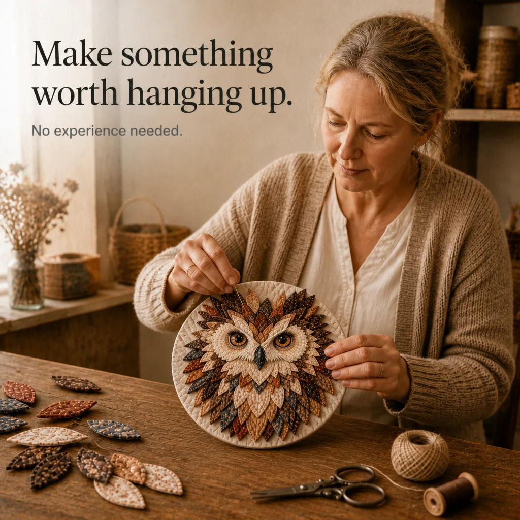 Featherwise – Layered Fabric Owl Wall Art Kit