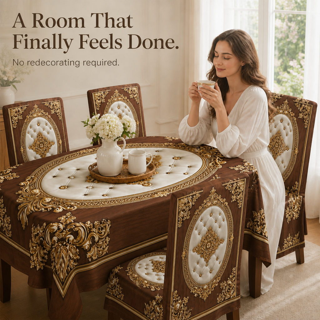 Tavolara – Ornate Embossed Tablecloth And Chair Cover Set