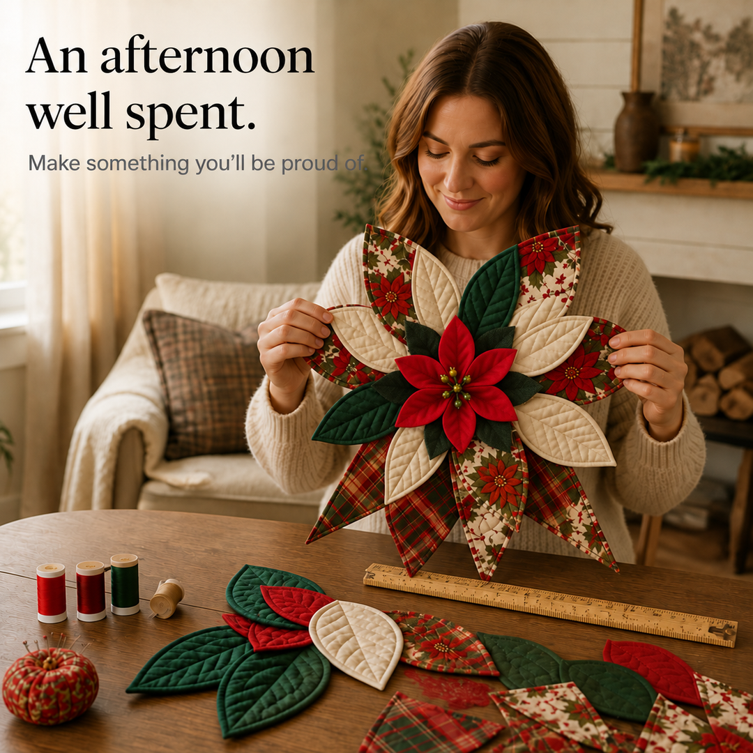 Patchwork & Bow – Quilted Poinsettia Christmas Bow Sewing Kit