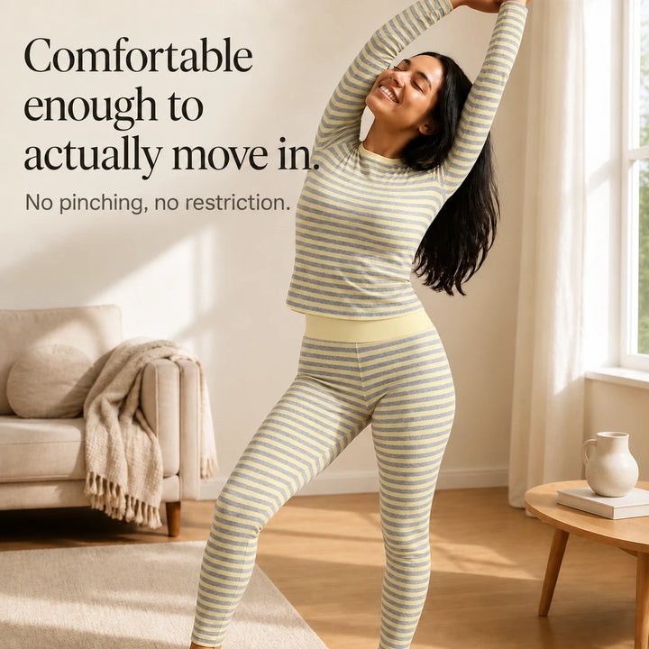Stripe & Ease – Striped Knit Top And Leggings Set