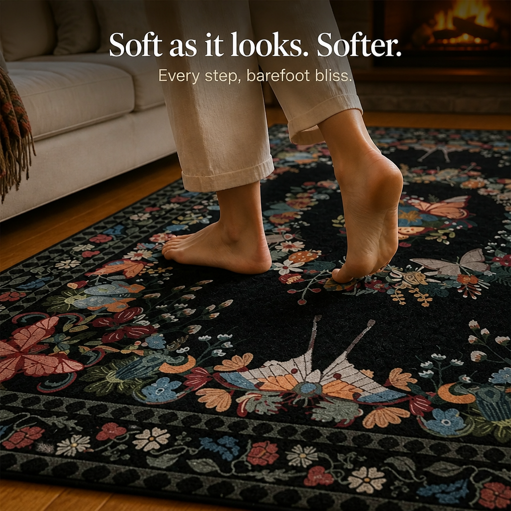 Florenza – Floral Butterfly Print Area Rug