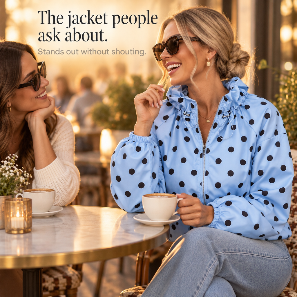 Dotswing – Polka Dot Lantern Sleeve Oversized Jacket