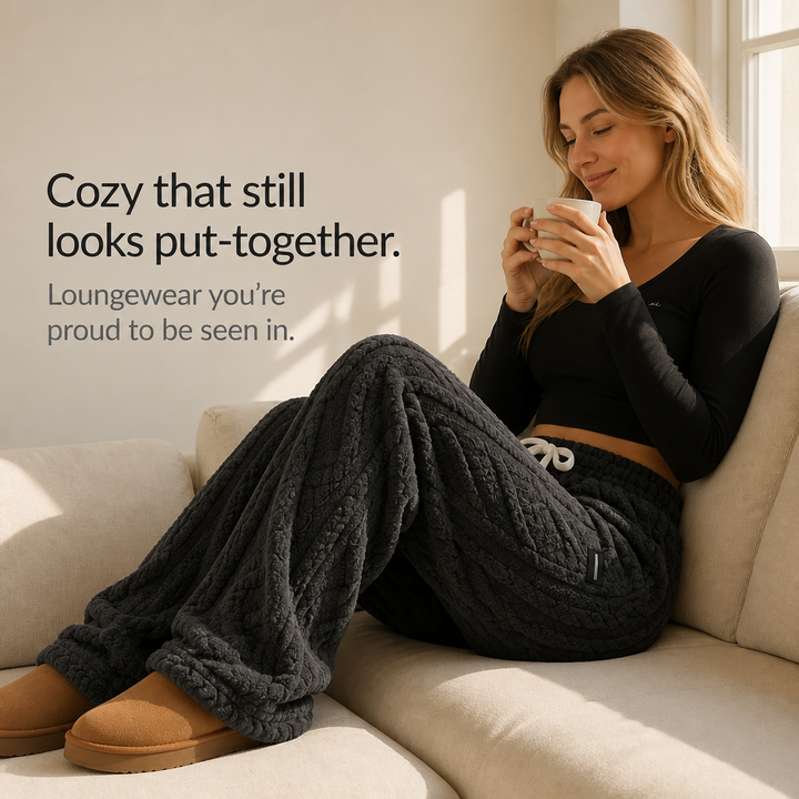 Warmleigh – Cable-Knit Drawstring Waist Lounge Pants