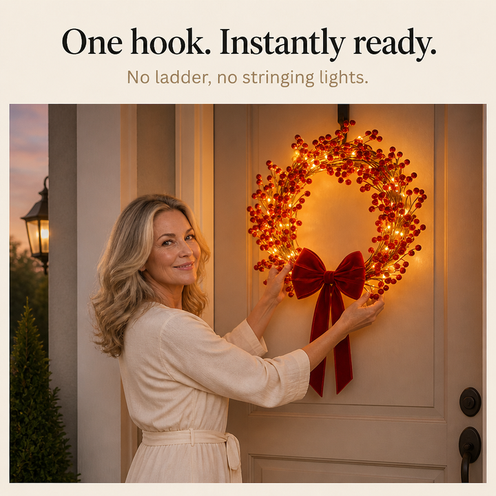 Glowberry – Berry-Diffused Warm Glow LED Wreath