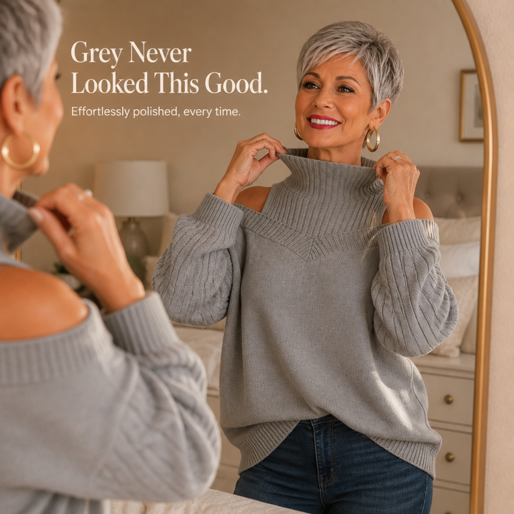 Veluna – Off-Shoulder Cable-Knit Sweater