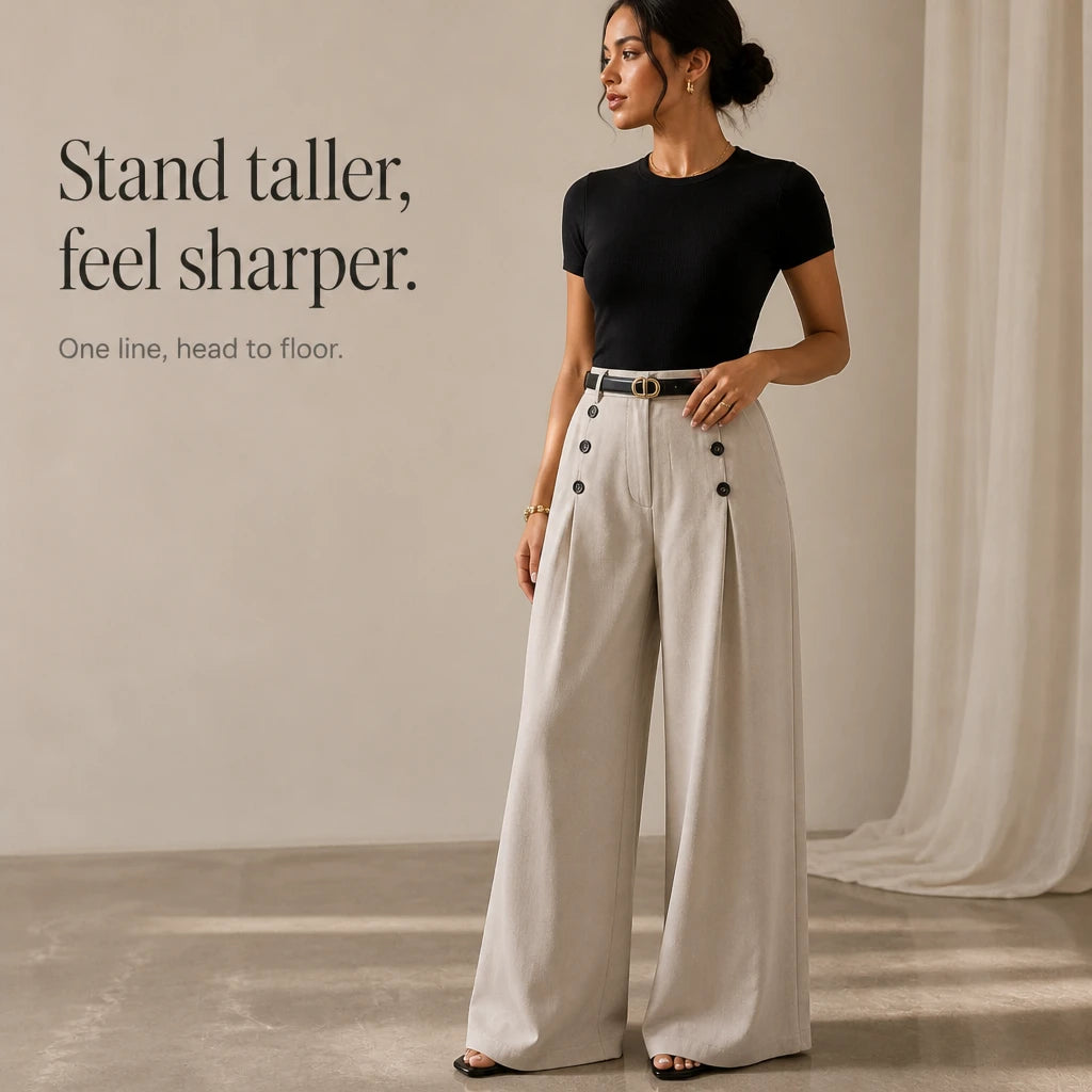 Veloura – High-Waisted Pleated Wide-Leg Trousers