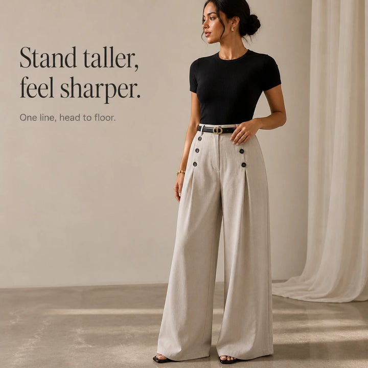 Veloura – High-Waisted Pleated Wide-Leg Trousers