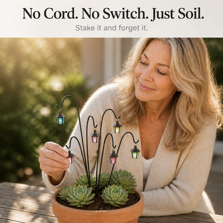 Duskwick – Glow-In-The-Dark Retro Lantern Plant Stake (7 Pcs)