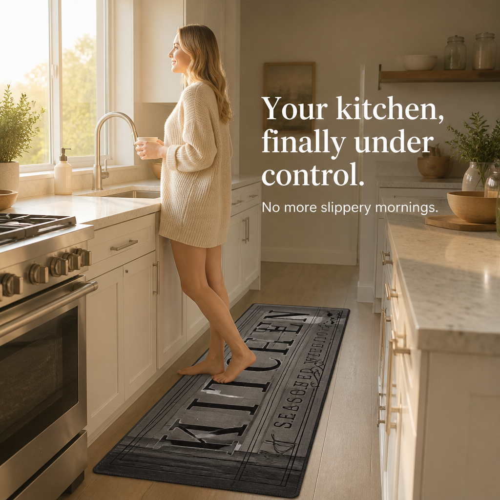 GripLuxe – Long Machine-Washable Kitchen Mat
