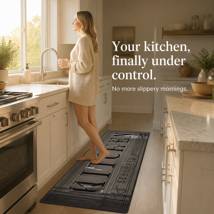 GripLuxe – Long Machine-Washable Kitchen Mat