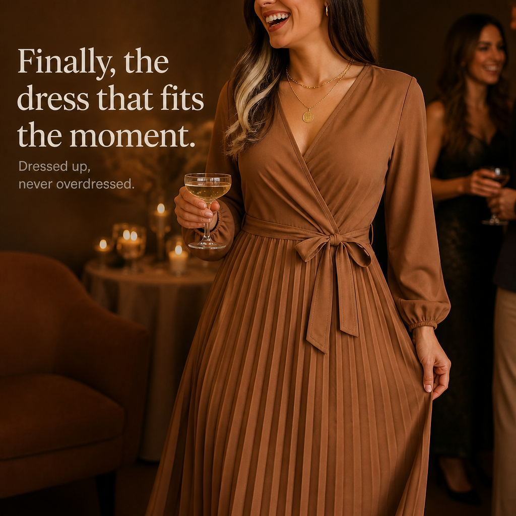 Wearbella – Pleated Wrap-Front High-Waist Maxi Dress