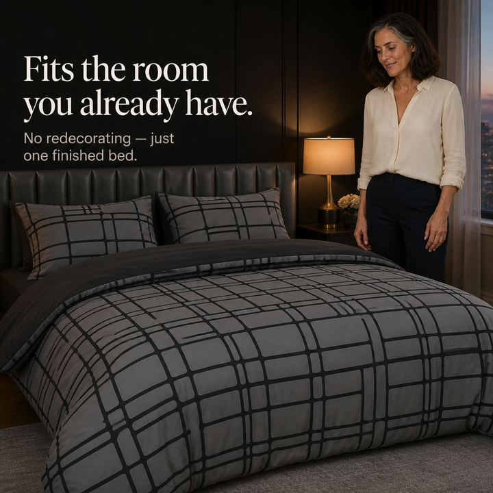 Linevue – Geometric Print Zippered Duvet Cover Set