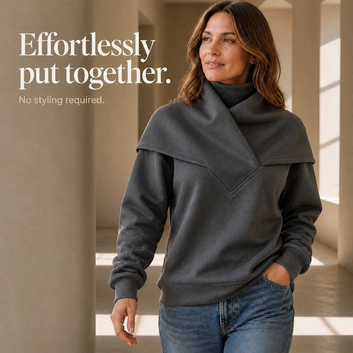 Sailora – Draped Sailor-Collar Fleece Sweatshirt