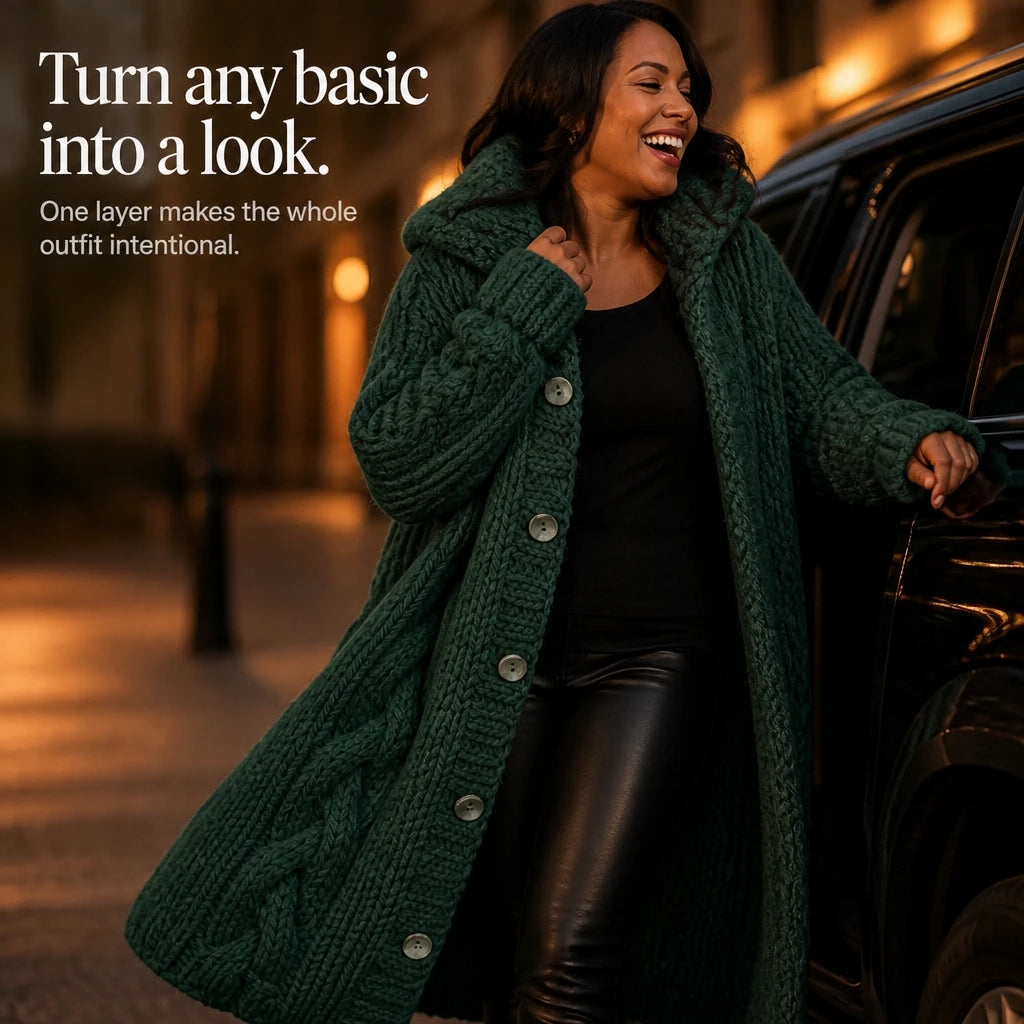 Cable & Clover – Chunky Cable-Knit Oversized Cardigan