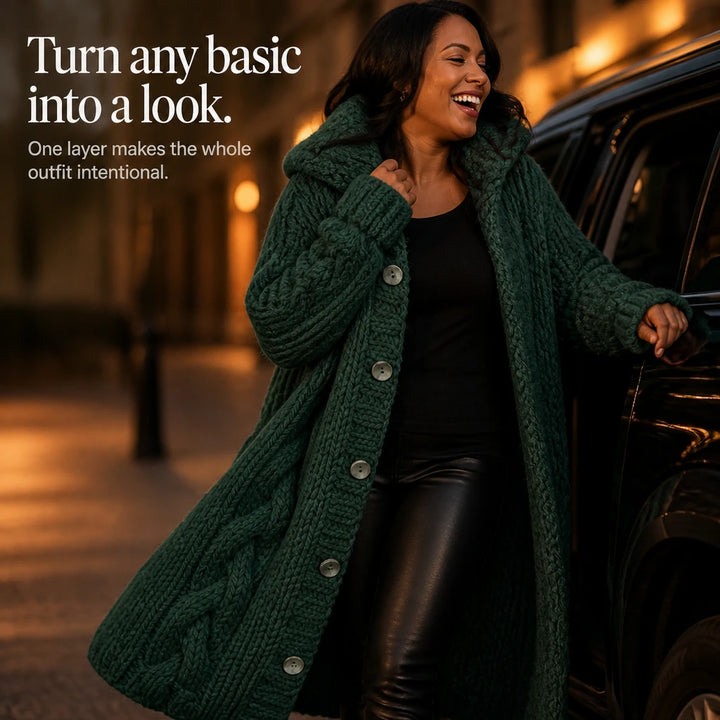 Cable & Clover – Chunky Cable-Knit Oversized Cardigan