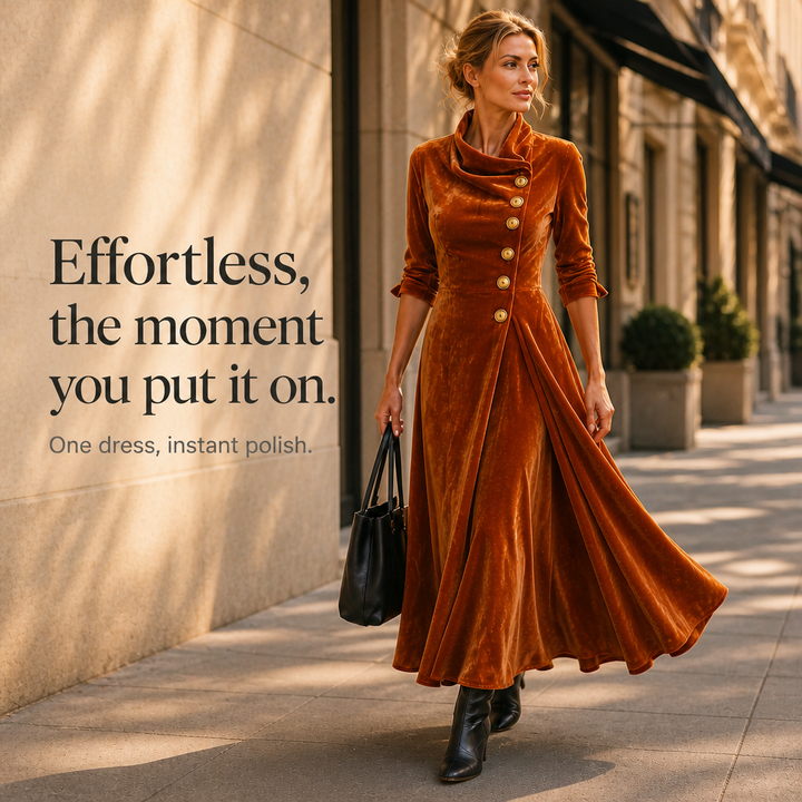 Veloura – Cowl Neck Velvet-Look Maxi Dress