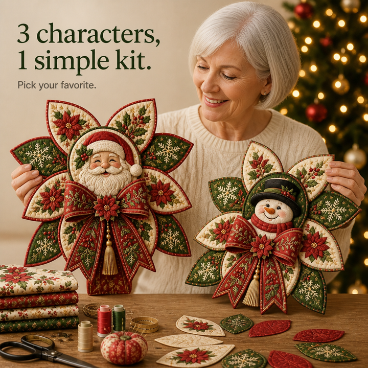 Stitchmas Bow Kit – DIY Fabric Santa Ornament Sewing Kit