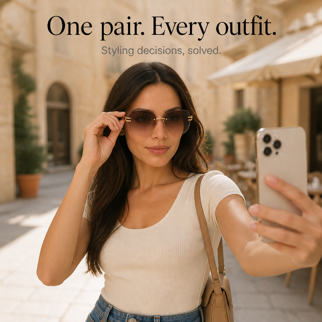Rimlyn – Rimless Oversized Tinted Sunglasses