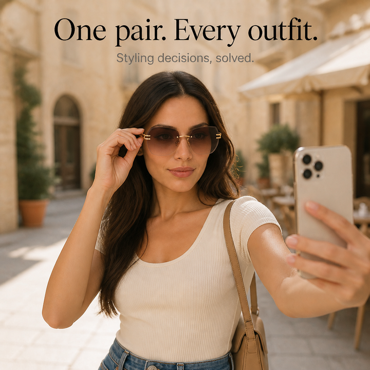 Rimlyn – Rimless Oversized Tinted Sunglasses
