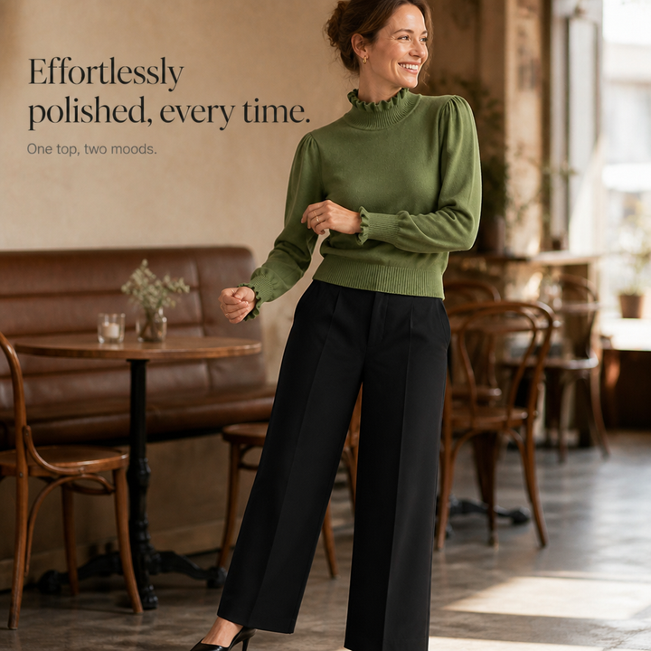 Ruffle & Row – Ruffled Trim Knit Top