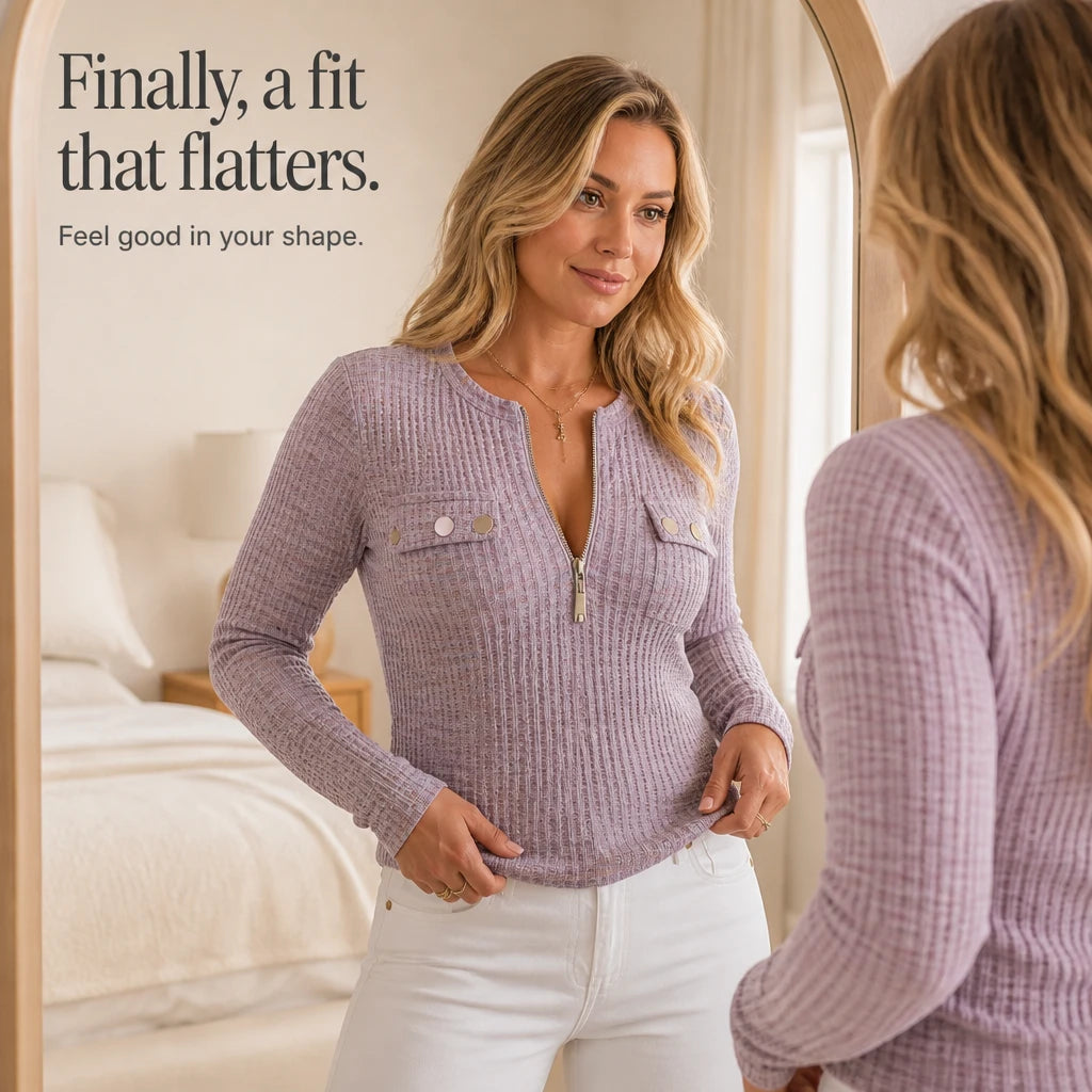 Waffle & Form – Waffle-Knit Half-Zip Top