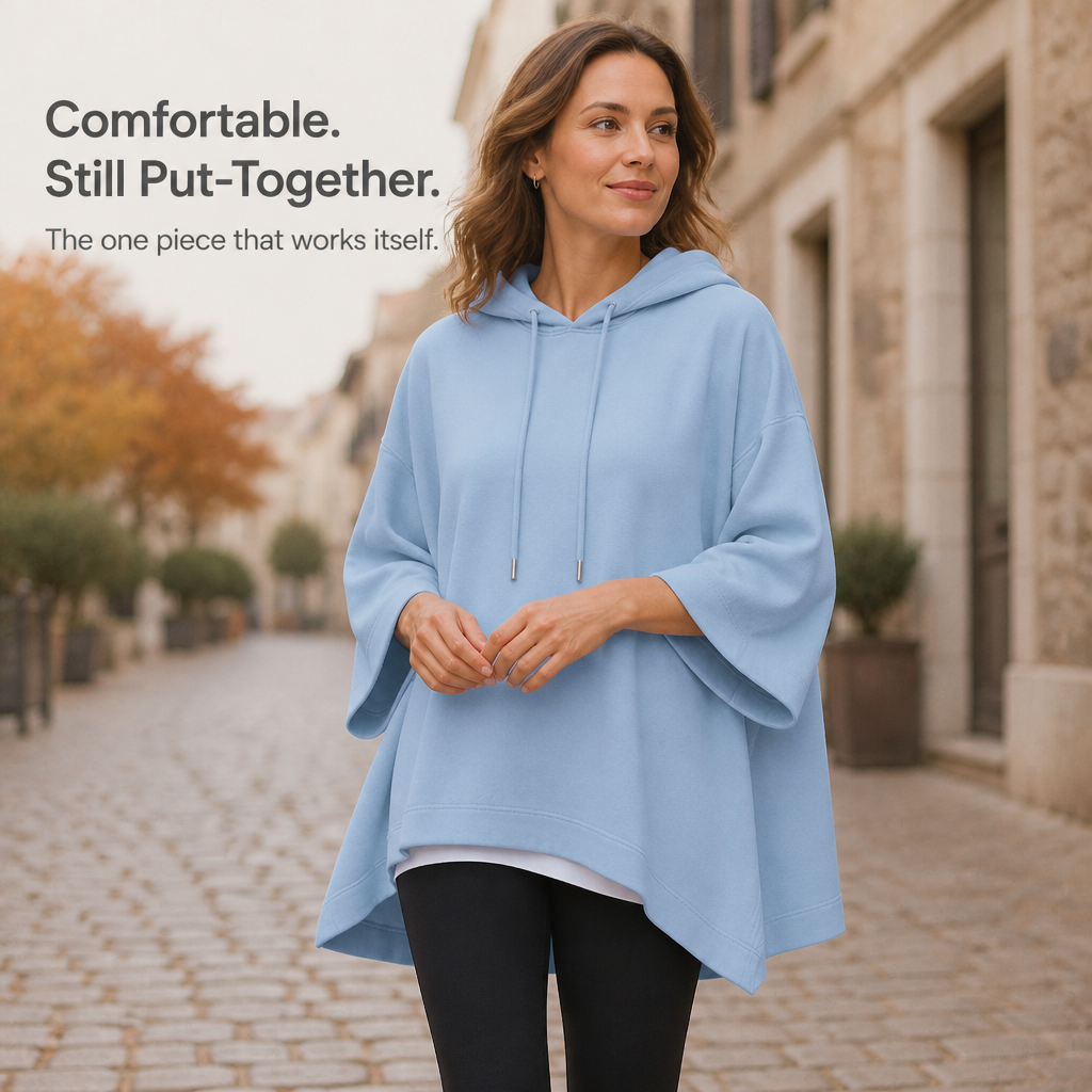Wearlyn – Oversized Half-Sleeve Hooded Poncho Sweatshirt
