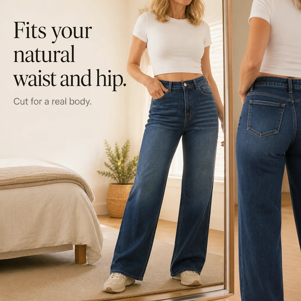 Warmelle – Fleece-Lined High-Waisted Wide-Leg Jeans