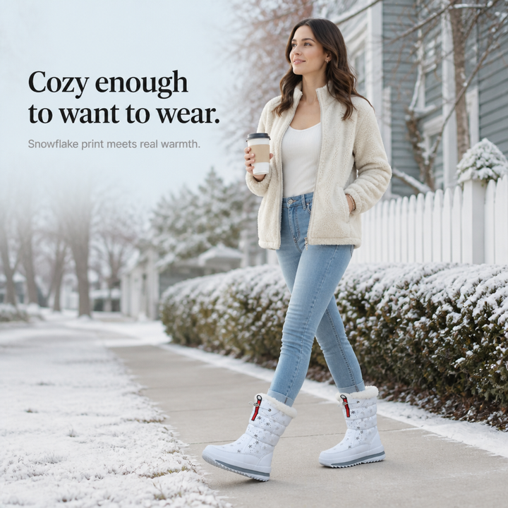 Frostelle – Snowflake-Print Plush-Lined Winter Boots