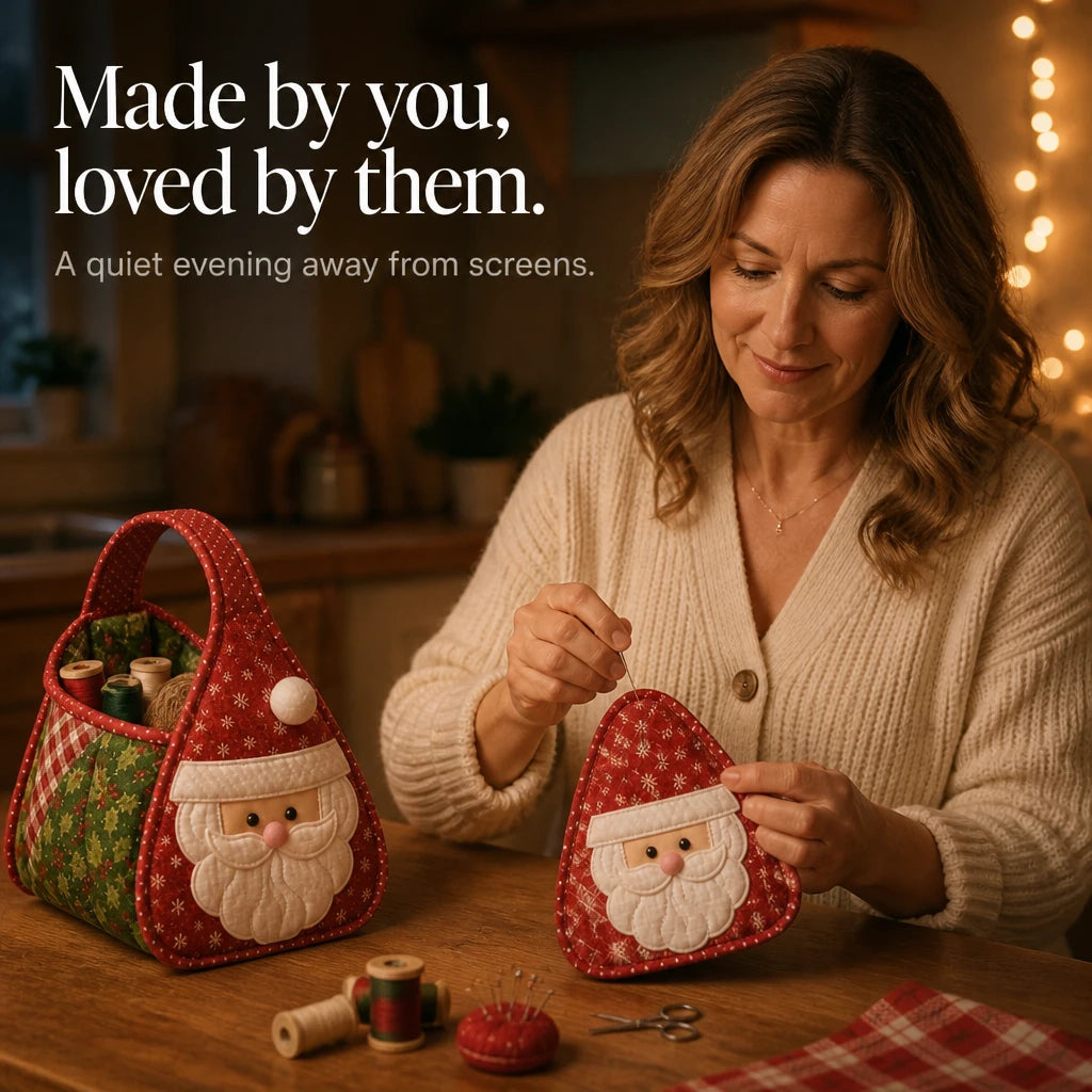 Holly & Stitch – Santa Appliqué Quilted Sewing Basket Kit