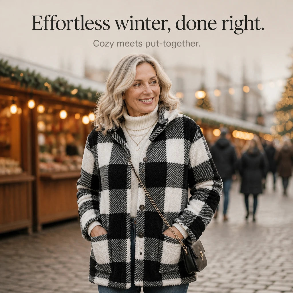 PlaidHaven – Buffalo Plaid Hooded Fleece Coat