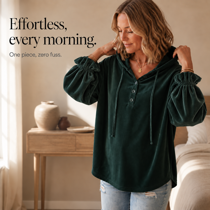 Drapella – Lantern Sleeve Ruffled Cuff Hoodie