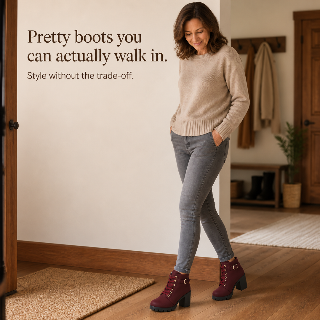 Buckle & Bold – Buckle Lace-Up Chunky Heel Ankle Boots